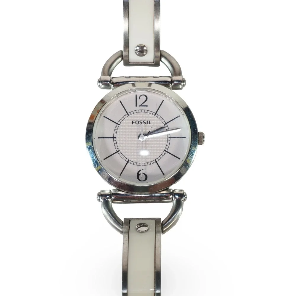Fossil ES-2473 Wrist Watch Women OS‎ Silver White Stainless Steel 5 ATM